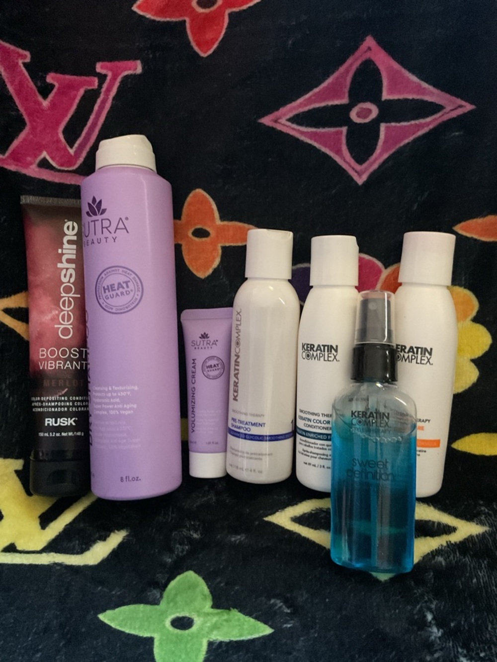 Keratin Complex & RUSK Hair Care Set - Pink, Lavender, White, Blue
